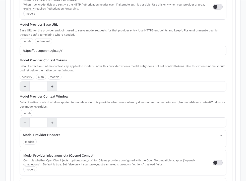 OpenClaw provider base URL