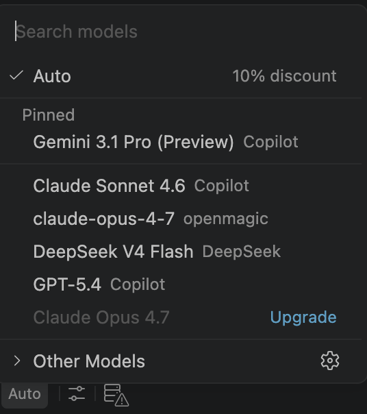 VS Code model picker entry