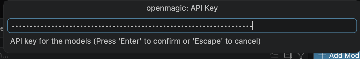 VS Code API key input