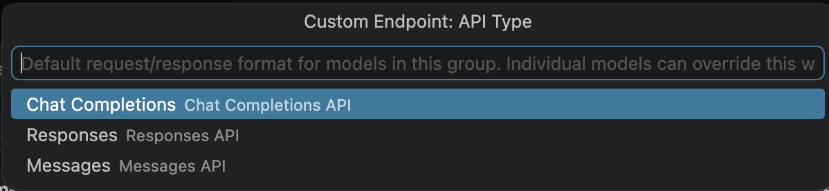 VS Code chat completions