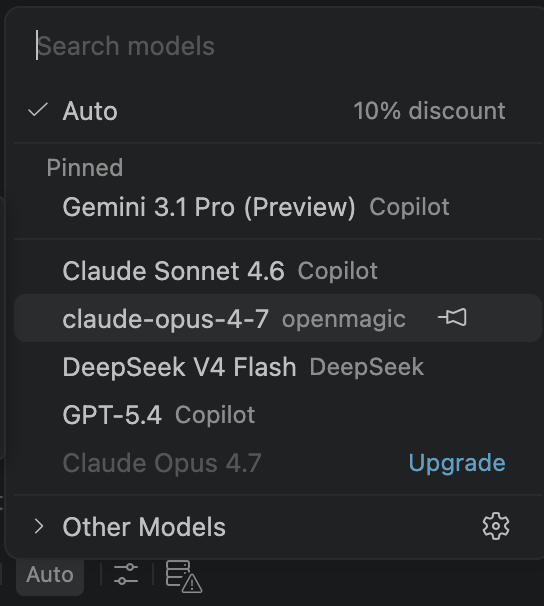 OpenMagic visible in picker